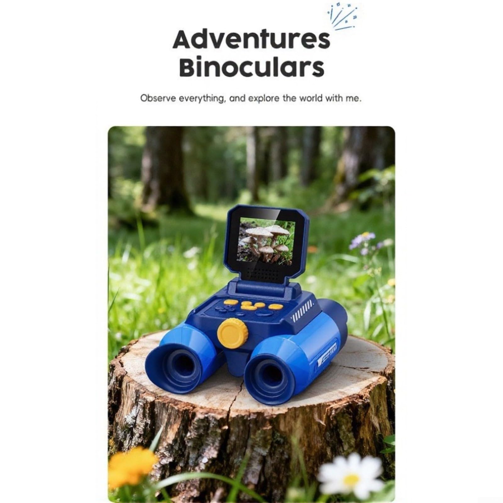 Risveglio - Prismáticos digitales con cámara de zoom de 48 MP, pantalla de 2.4 pulgadas para telescopio de visión nocturna para observación de aves, caza, senderismo, viajes, adultos (390 azul)