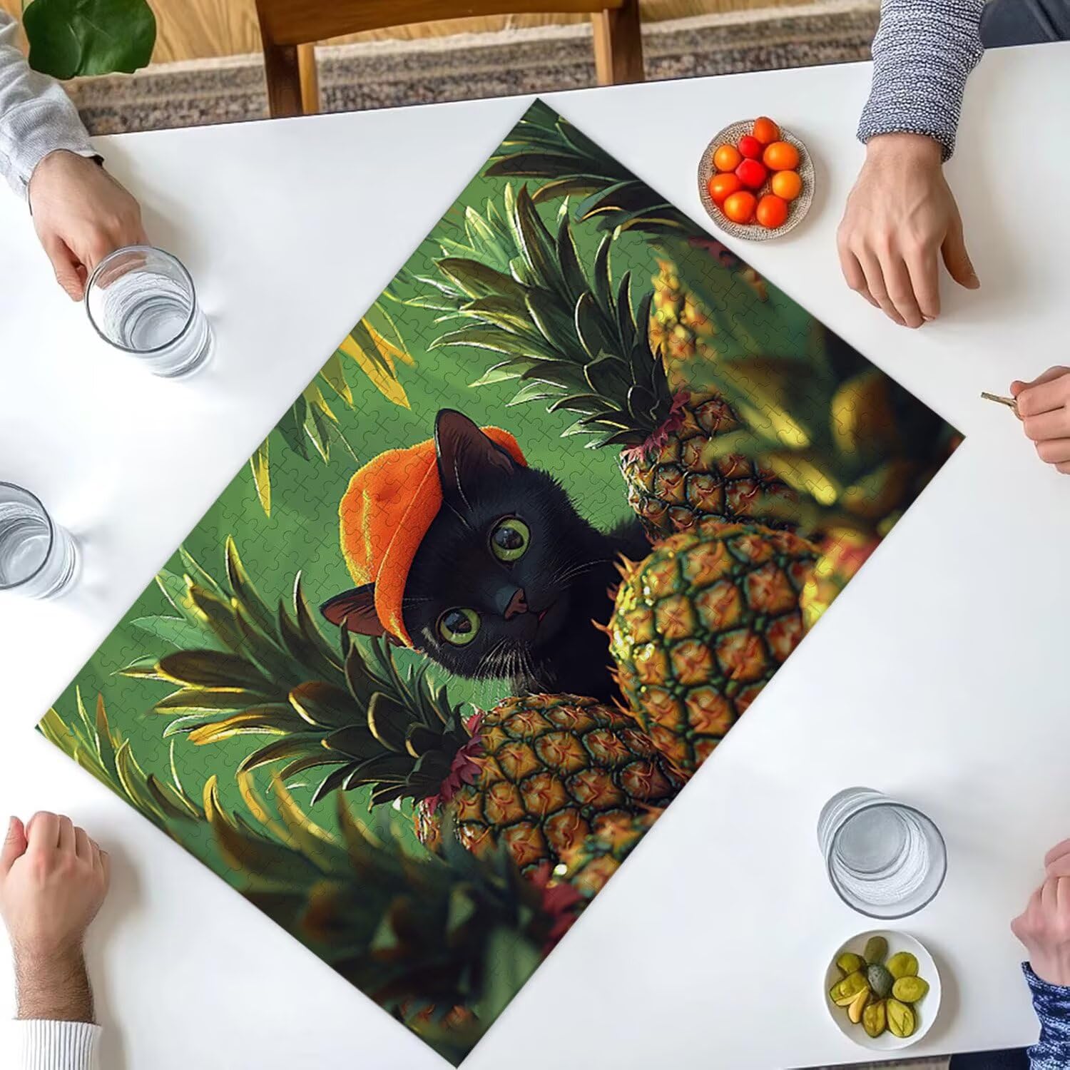 Puzzle 1000 sztuk Puzzle dla dorosłych 75 x 50 cm gra edukacyjna prezenty dla dorosłych i dzieci od 14 lat, kreatywny prezent relaksacyjny 75 x 50 cm - (ananas dla kota) x-558