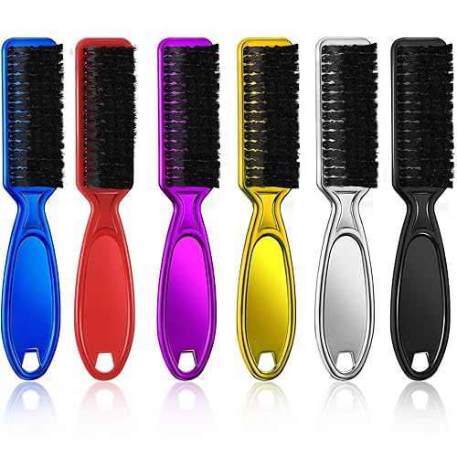 Miniatura 1 de 6 Pieces Barber Blade Clipper Cleaning Brush Nylon Trimmer Cleaning Brush Hair Duster Fade Brush Set Kit (Black and Red)