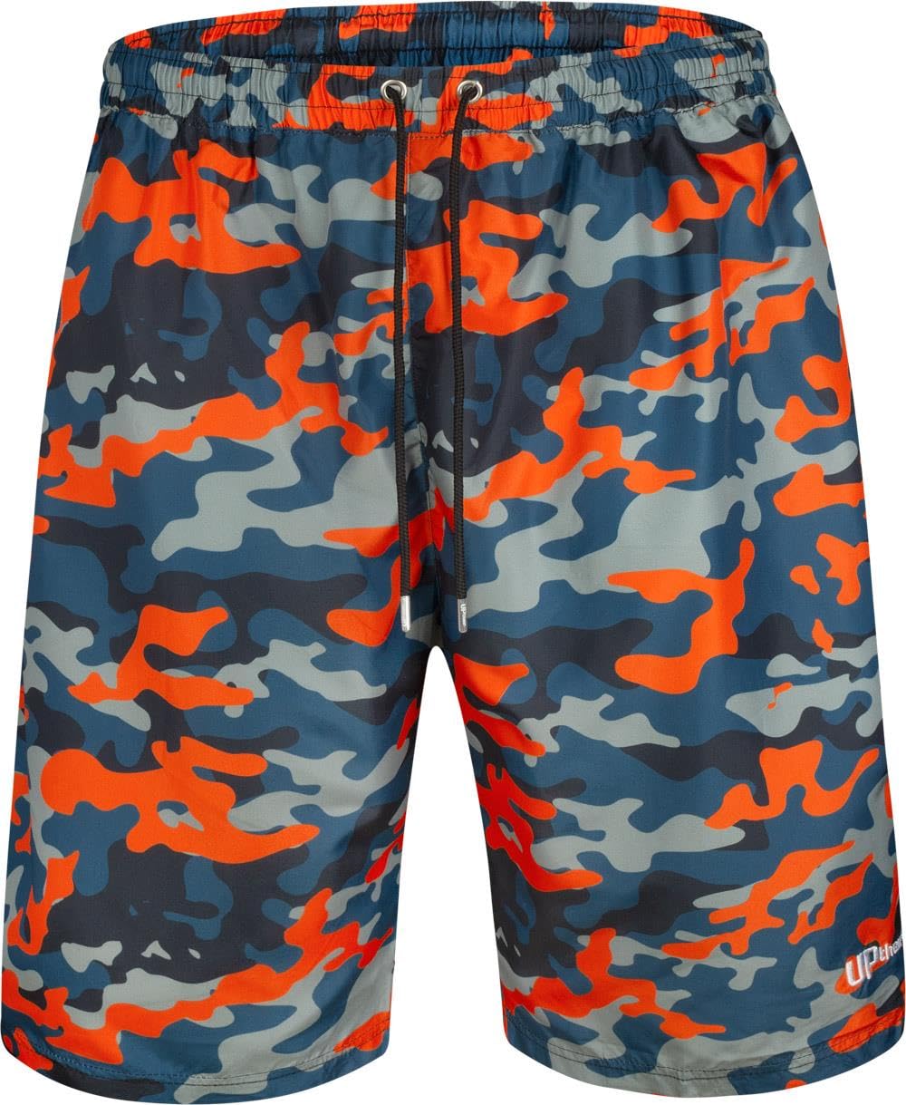 Uptheir Men's Orange Avior Camouflage Swim Shorts - 6XL