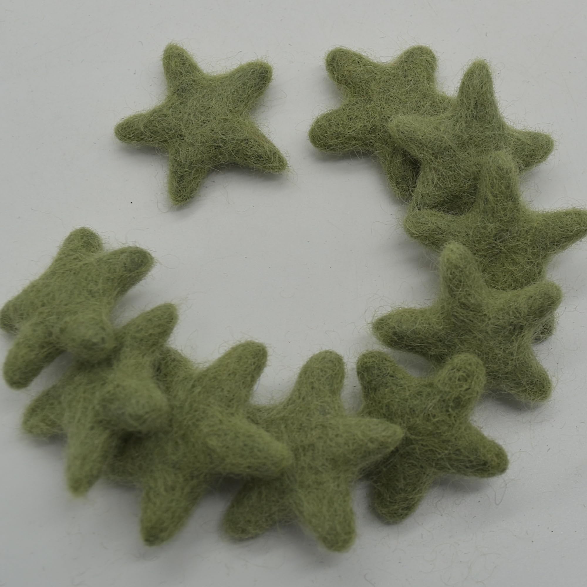 100% Wool Felt Stars - 3cm - 10 Felt Stars - Pistachio Green โ image 1