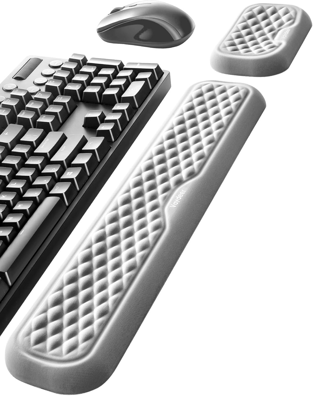 Vaydeer Wrist Rest for Keyboard and Mouse, Computer Ergonomic Wrist Support Pad, Soft Memory Foam Arm Cushion for Desk, Palm Hand Office Laptop Typing-Gray