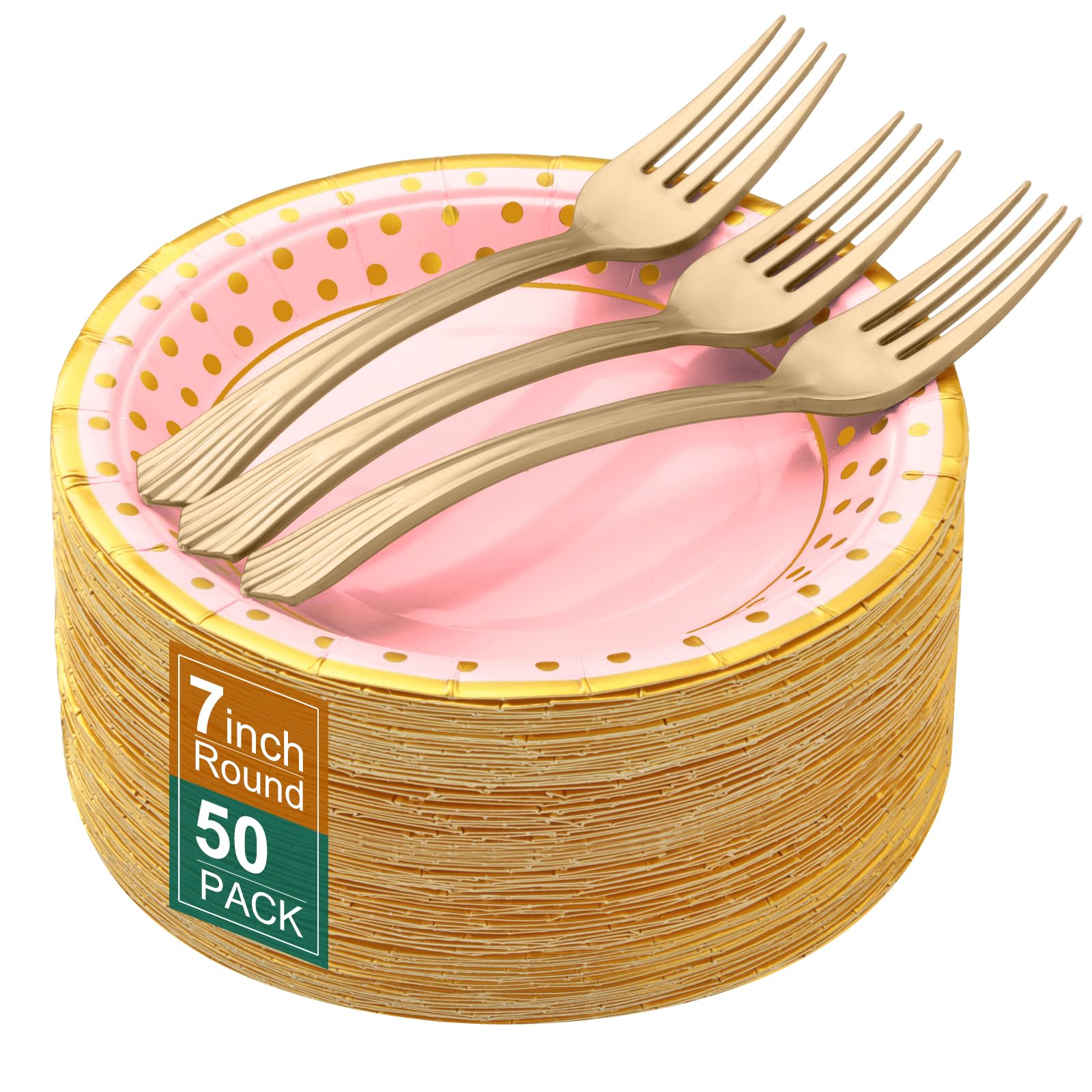 Photo 1 of * see all images *
CENLBJ Birthday Paper Plates and Forks-Pink Gold