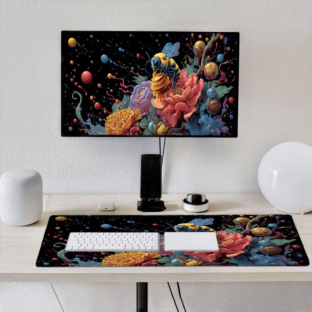 Podkładka pod mysz dla graczy, 1600x800mm XXL podkładka pod mysz do gier duża, zmywalna klawiatura biurowa mata antypoślizgowa gumowa wodoodporna zszyte krawędzie, gracz komputer PC, kwiaty dla