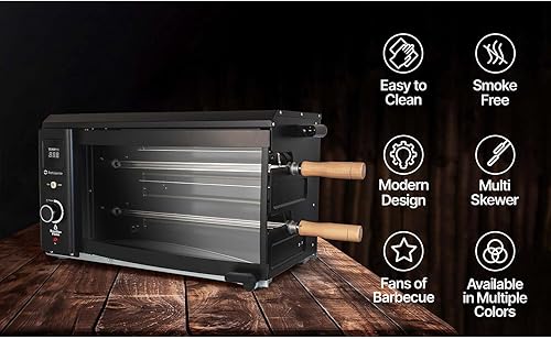 Miniatura 6 de Brazilian Flame Asador de parrilla con 2 pinchos giratorios automáticos para interiores para pollo, filete, pescado, barbacoa de estilo brasileño,