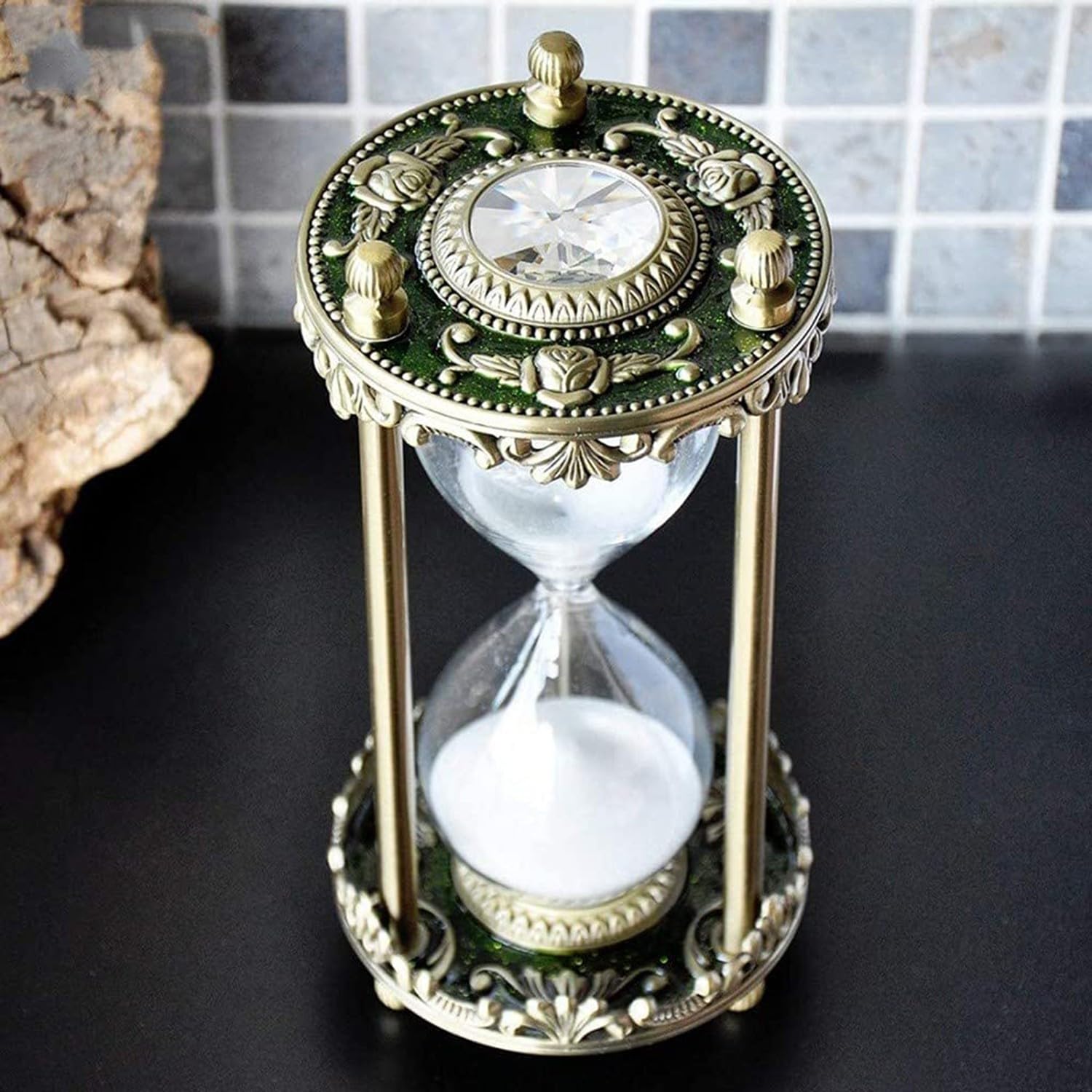 Antike Sanduhr Zeitmesser Stundenglas 30 Minuten Metall-Sanduhr Vintage Messing Weiß Sand Uhr Sanduhr Zeitmesser Stündenglass Sanduhr Groß Sanduhren Schreibtisch Vintage Sanduhr