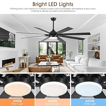 Kviflon 72 Inch Large Ceiling Fans with Lights and Remote