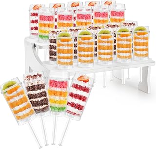 Jucoan 24 Pack Push up Cake Pop Containers with Lids and 20 Hole Push up Pop Cake Stand, Plastic Push up Cake Pop Containers with Holder for Bridal Shower Birthday Wedding Easter Party Dessert Table