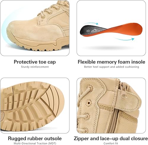 Miniatura 3 de NORTIV 8 - Botas tácticas de trabajo tipo militar para hombre, para senderismo, motociclismo, combate