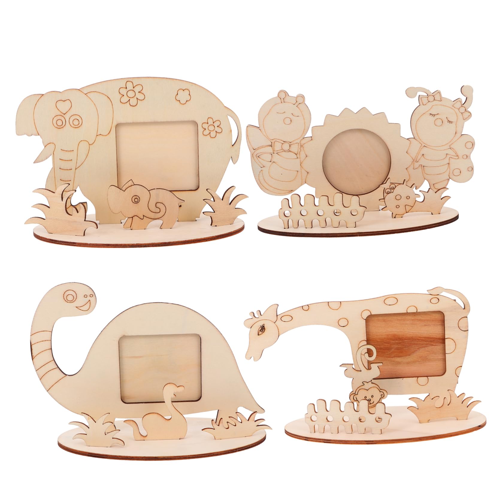 Ciieeo Coloring Photo Wooden Boys and Girls Picture Frames for Craft Projects