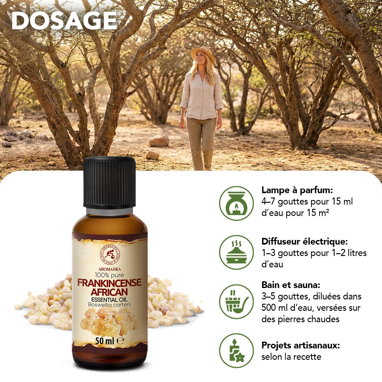 Huile Essentielle d’Encens Africain 50 ml – pour Diffuseur d'arômes