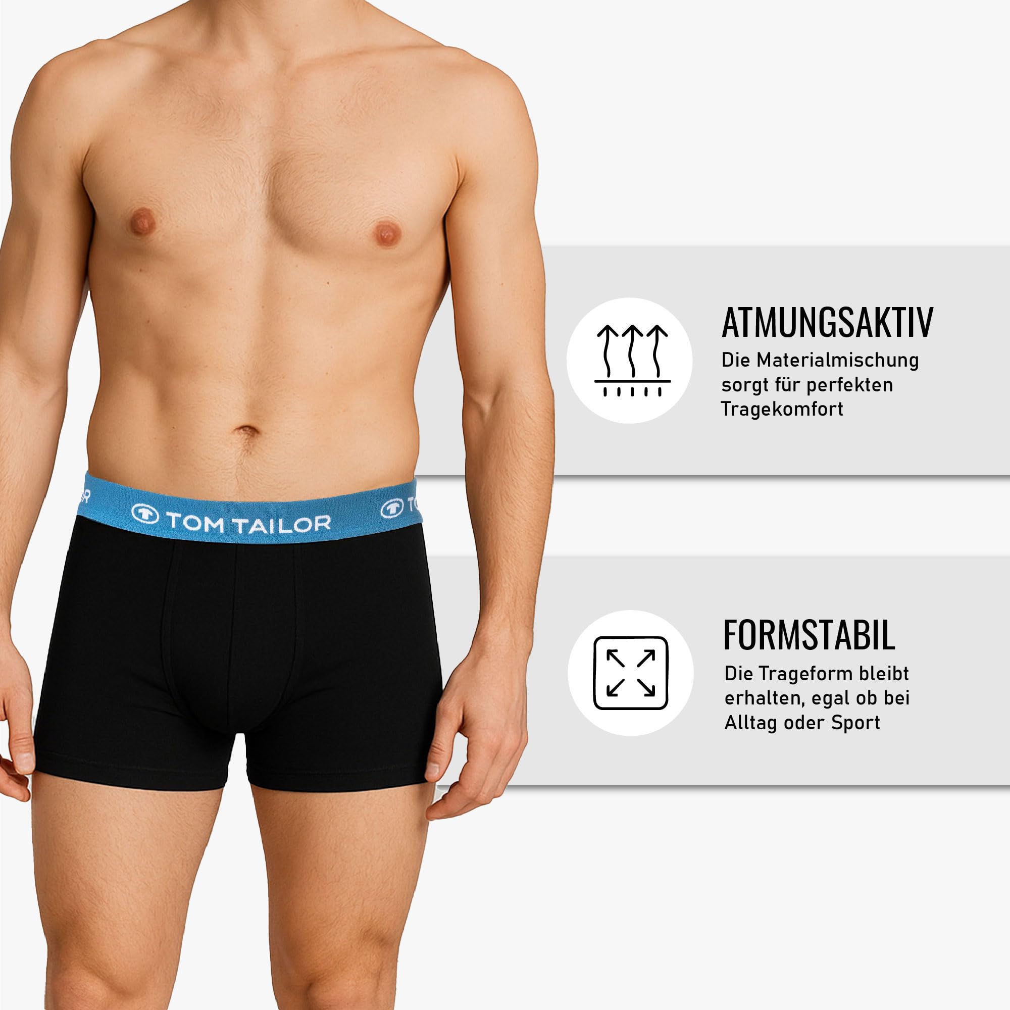 TOM TAILOR Boxer da uomo, confezione da 5 pezzi, biancheria intima in cotone con elastico, pantaloni a fianca/trunks con elastico in vita, comodi mutande da uomo, confezione multipla