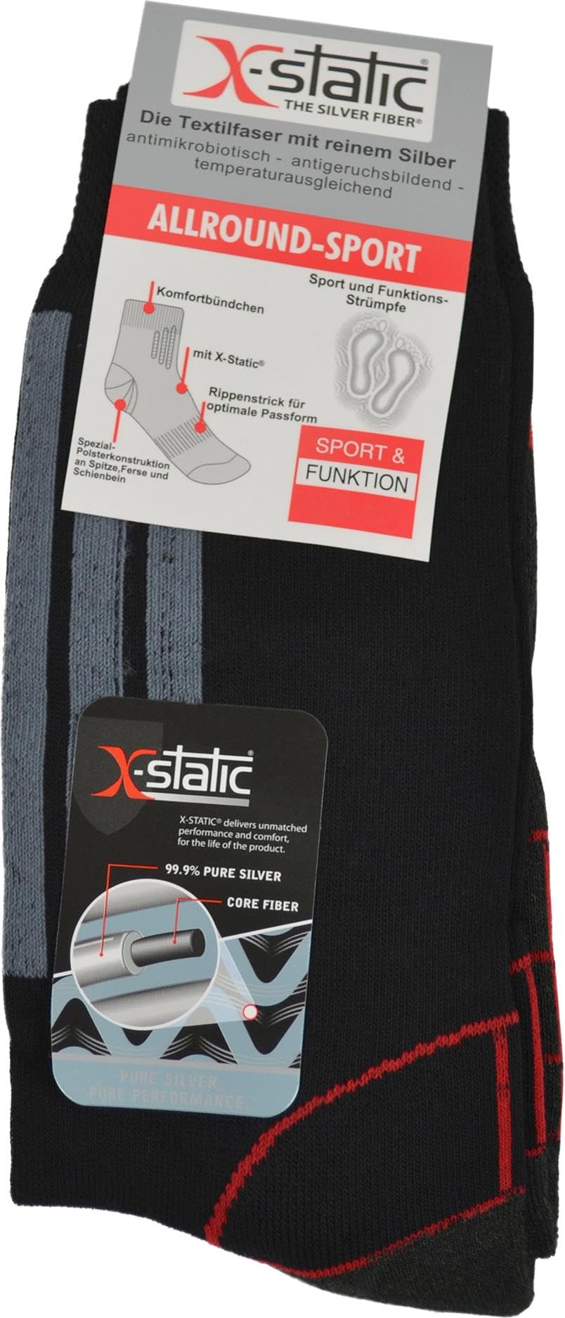 normani 5 Paar Trekkingsocken, Wandersocken mit Silberfäden gegen Schweißfüße echte Silbersocken - X-STATIC WELLNESS
