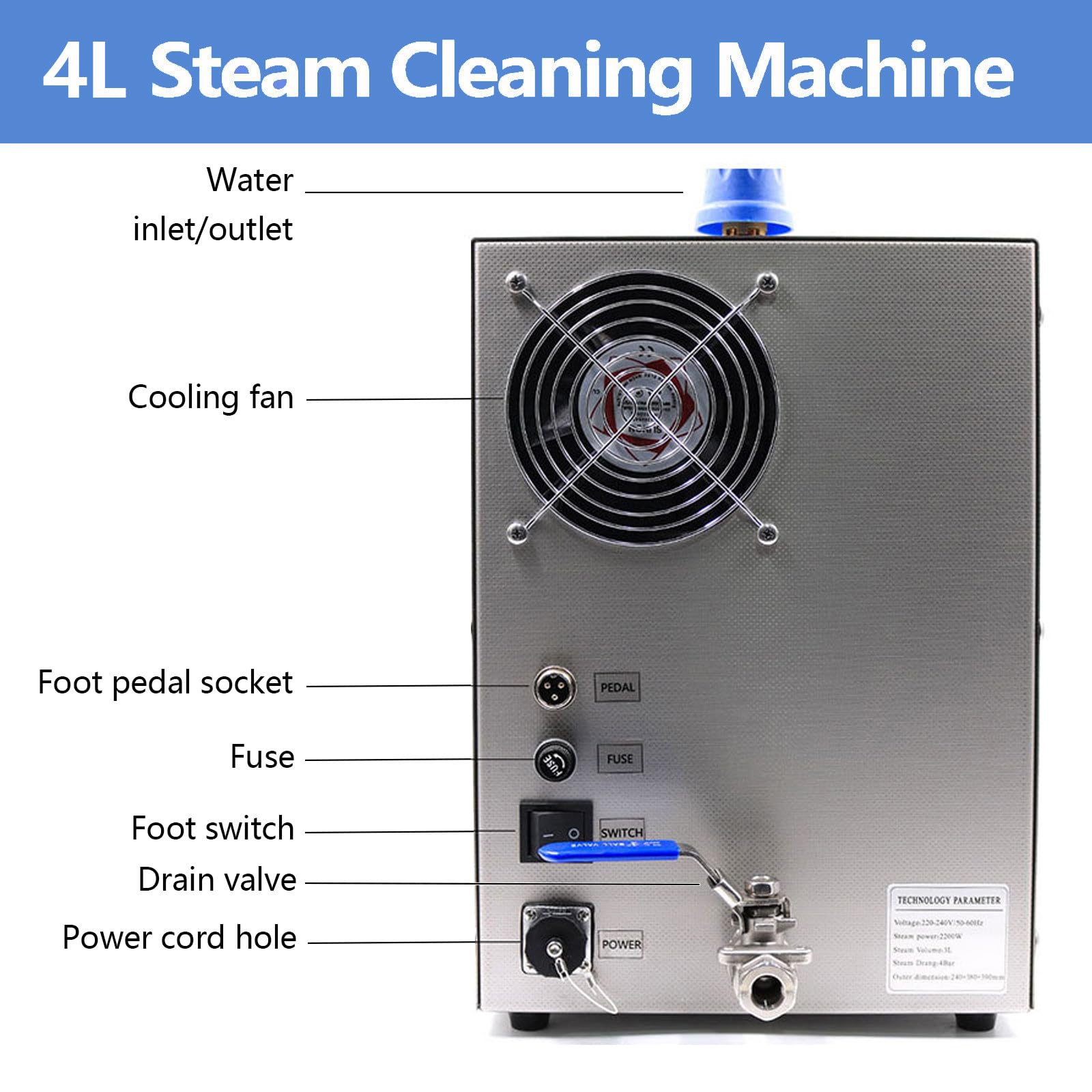 Máquina de Limpieza de Vapor Jewelry Cleaner con Calentador para Joyas para Joyas del Oro Y Plata Equipo del Orfebrería,2L/4L 4L
