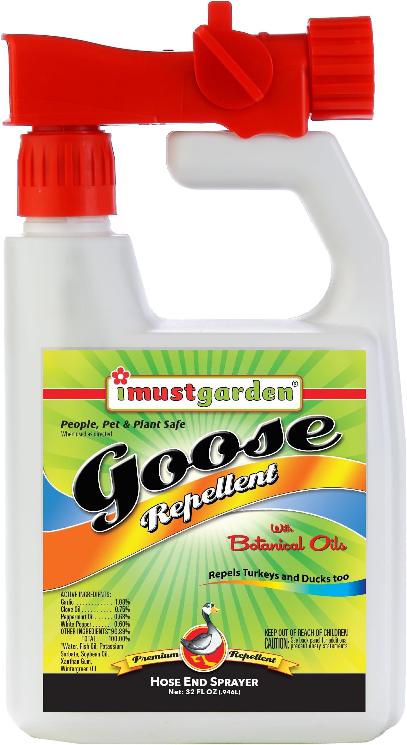 IMUSTGARDEN I Must Garden Goose Repellent Concentrate - 32oz Hose End Sprayer (Geese, Turkey, Ducks)