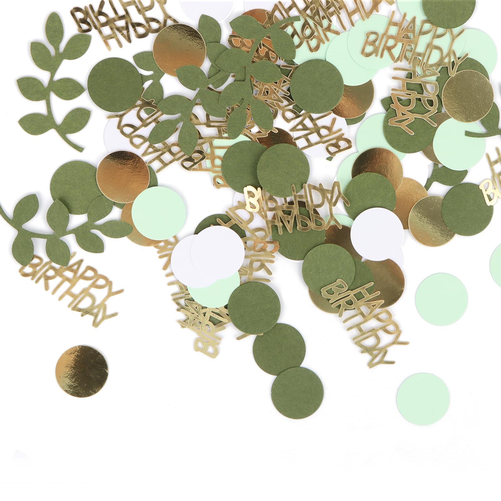Confetti Green Gold, Pack of 400 Engagement Party Decoration, Happy Birthday Theme Party Table Shaker for Wedding Children's Room Paper Scraps