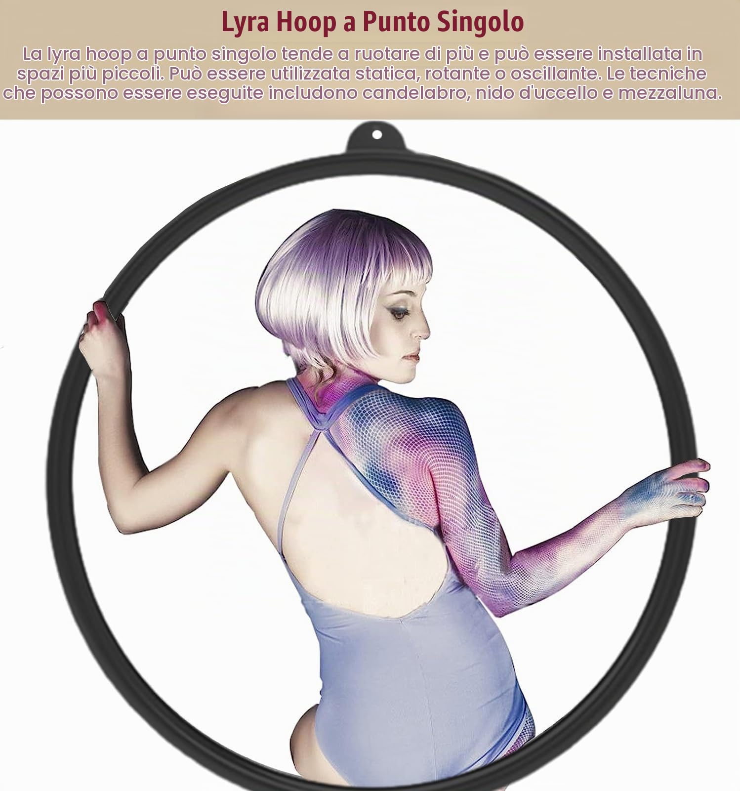 Cerchio Aereo Cerchio Aereo per Fitness/Danza per Adulti Ragazzi Bambini, 85cm/95cm/100cm Home Gym Outdoor Antenna Yoga Anello Lyra Hoop, Oggetti di Scena da Circo Acrobatico ( Color : Black , Size :