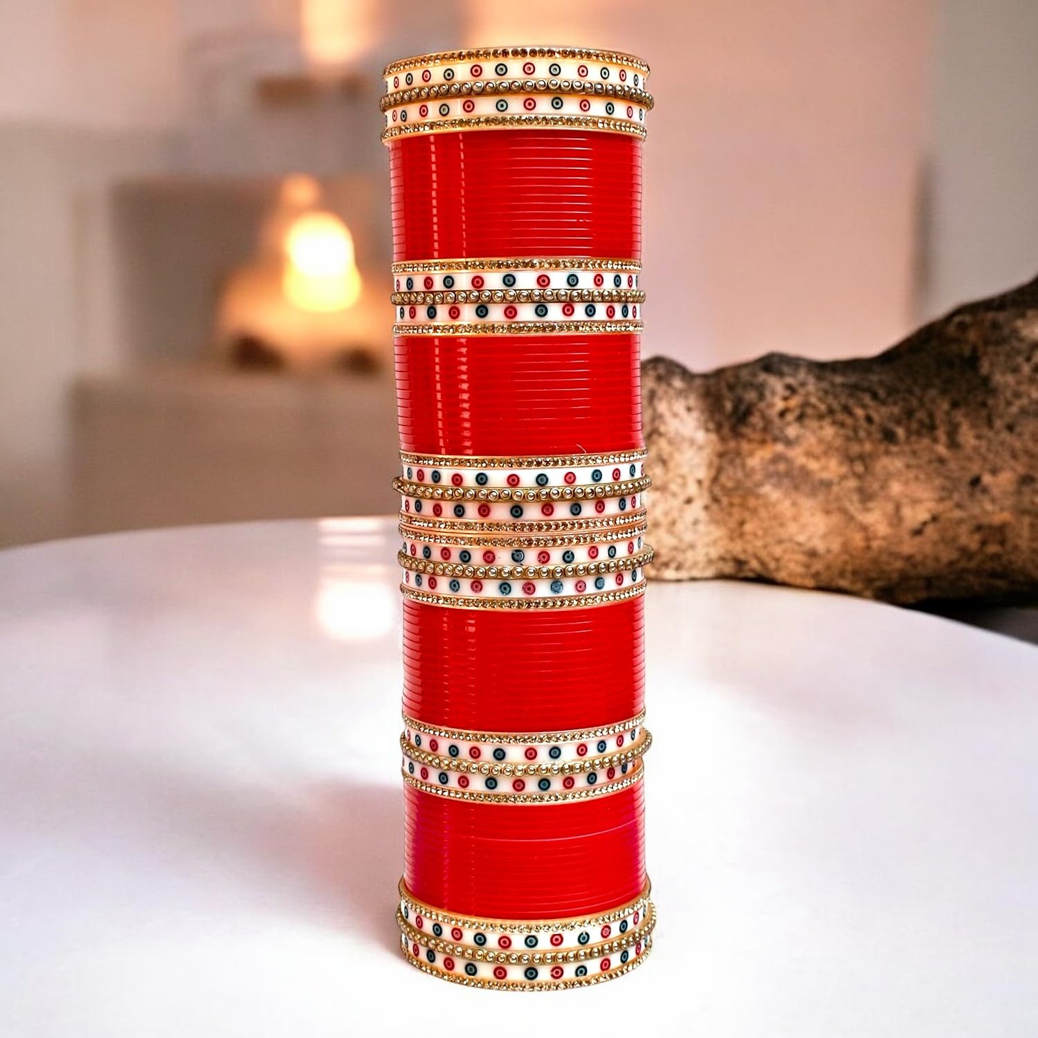 Lucky Jewellery Bridal Bangle Set Dhanteras/Diwali/Bhai Dooj Collection Wedding Punjabi chuda, Designer chura, Red Color Choora Set for Women (937-M1C1-MANGLA-R26) 2