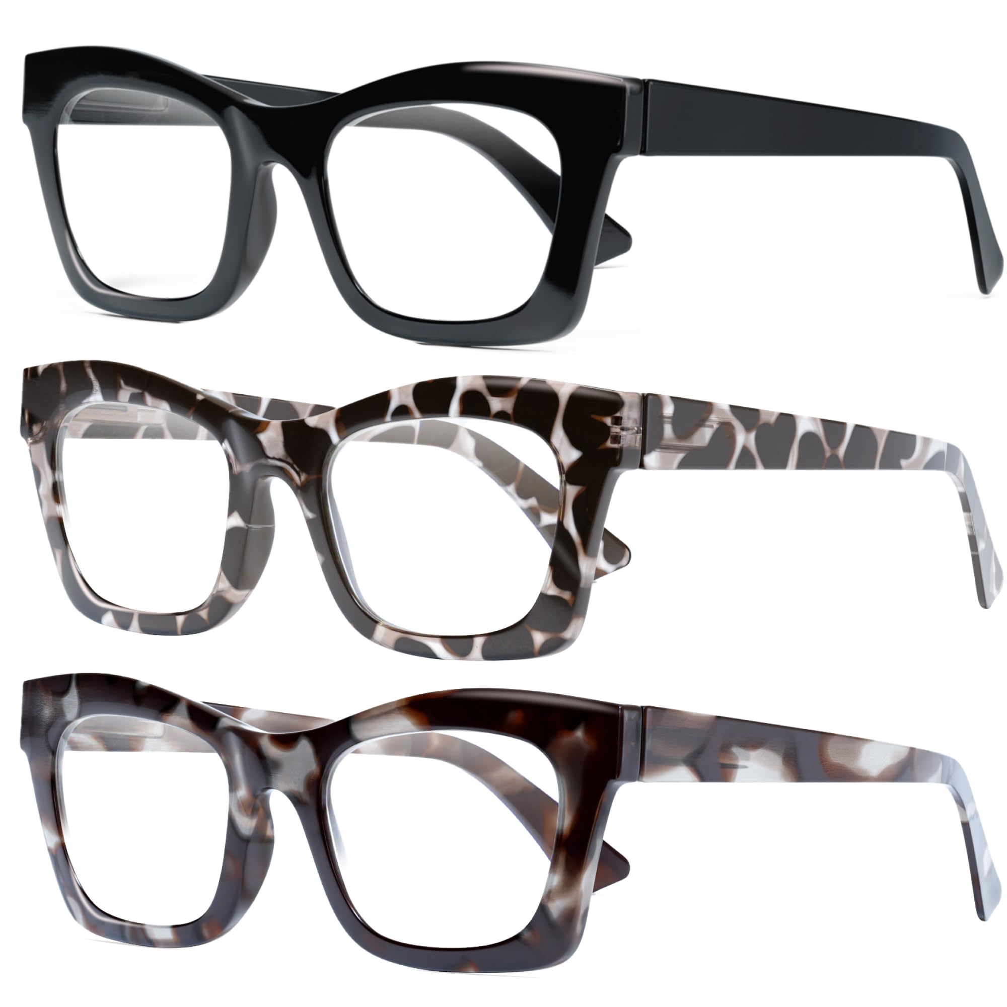 CCVOO 3 Pack Oprah Lesebrillen Damen, Brillen, Blaulicht-Lesebrillen für Damen, Computerbrillen