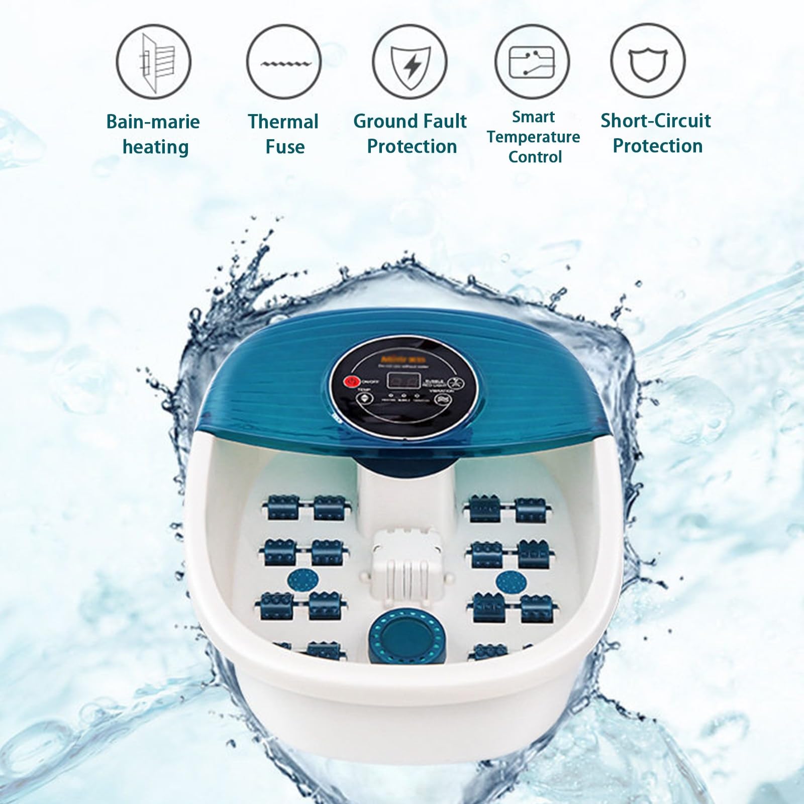 Pediluvio Termale, Controllo Intelligente della Temperatura | Funzione Terapia Luce Rossa, Funzione Massaggio Bolle, Controllo Della Temperatura Regolabile