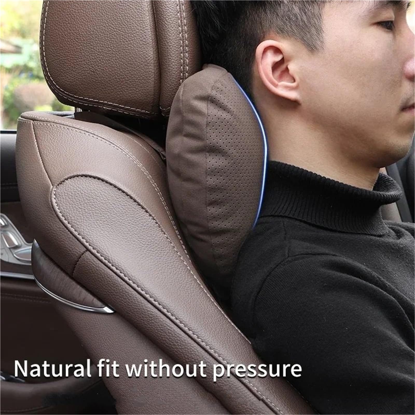 Cale-têtes pour sièges Auto Compatible avec Nissan Qashqai, Juke, X-Trail, Patrol, Note et Leaf : appuie-tête, Support Nuque, Coussin Lombaire, Oreiller Doux Tête de Voiture(Black)