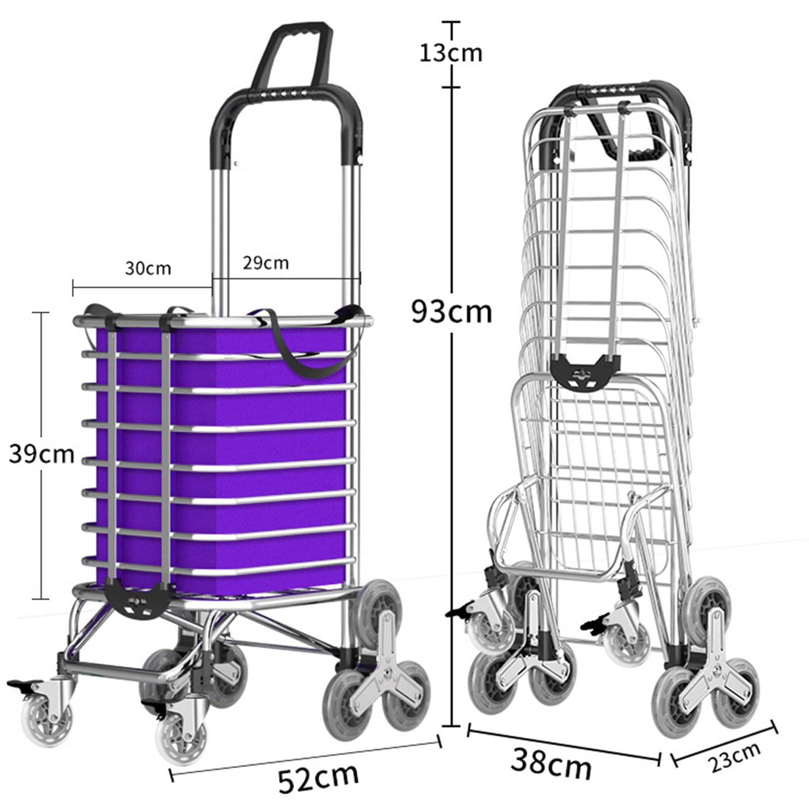 Składany wózek narzędziowy z torbą – pojemność 35 l do transportu żywności, wody, pralni i zapasów, funkcja wspinaczki po schodach dla łatwej mobilności