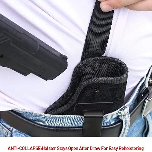 Miniatura 8 de Creatrill Funda de piel de ante dentro de la cintura, compatible con M&P Shield de 9 mm40, 45 AutoGlock 26 27 29 30 33 42 43  Ruger LC9  Springfield