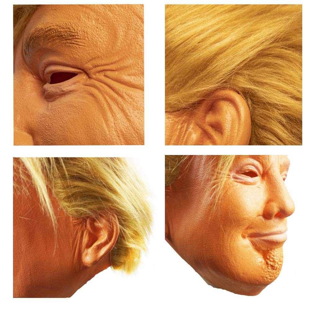 PartyHop Maschera in Lattice Donald Trump Presidente Americano Politico Celebrità Gente Famosa Maschere Umane Realistiche Costume in Maschera per Halloween Festa Parata di Carnevale