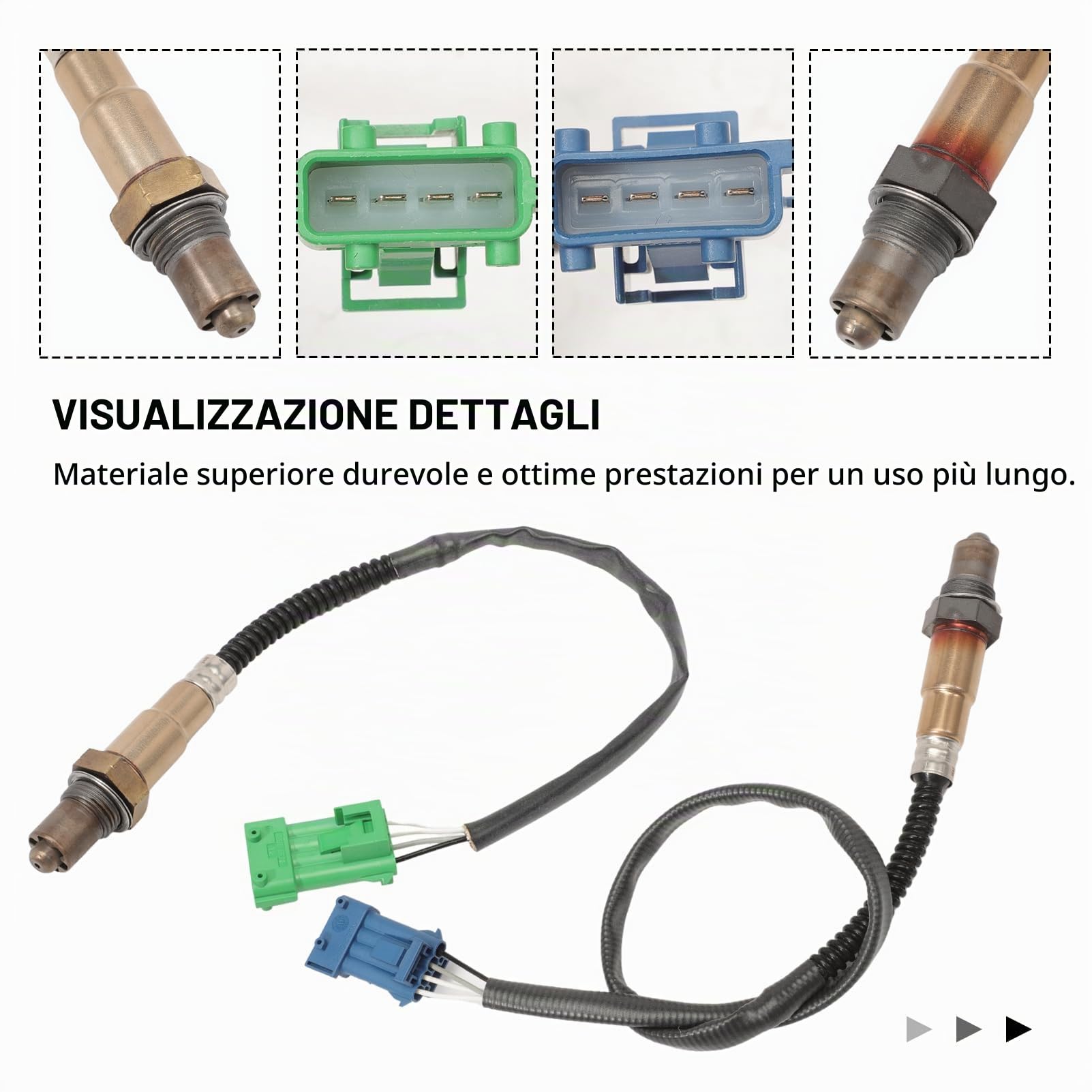 2 x Sonda Lambda per Peugeot 206 207 208 3008 306 308 406 407 508 5008 1007 PARTNER Citroen BERLINGO C2 C3 C4 C6 DS3 SAXO XSARA 96359782 Sensore ossigeno Numero di connessioni: 4 pin