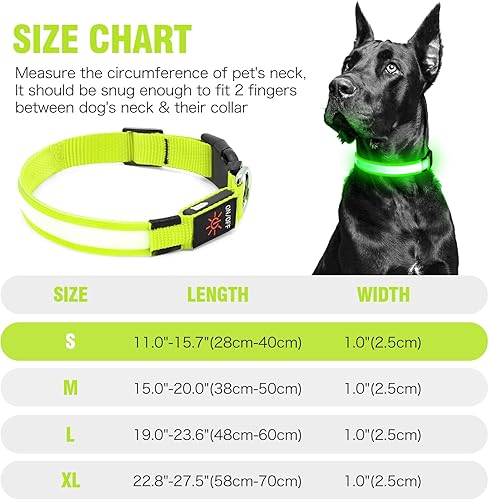 Miniatura 5 de Collar de seguridad LED para perro, collar de perro con luz recargable por USB, collar de cachorro brillante para tus perros pequeños (verde,