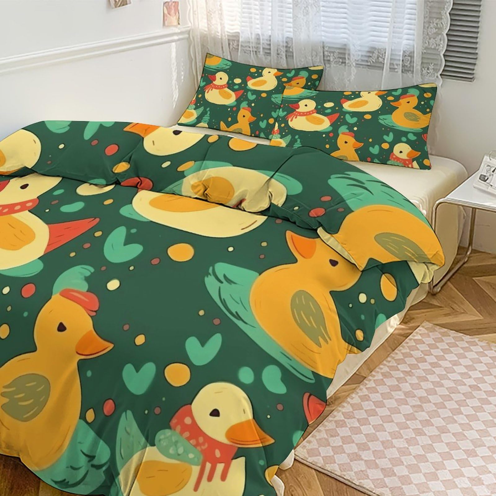 Parure de lit 3 pièces jaune d'hiver en microfibre toutes saisons avec 2 taies