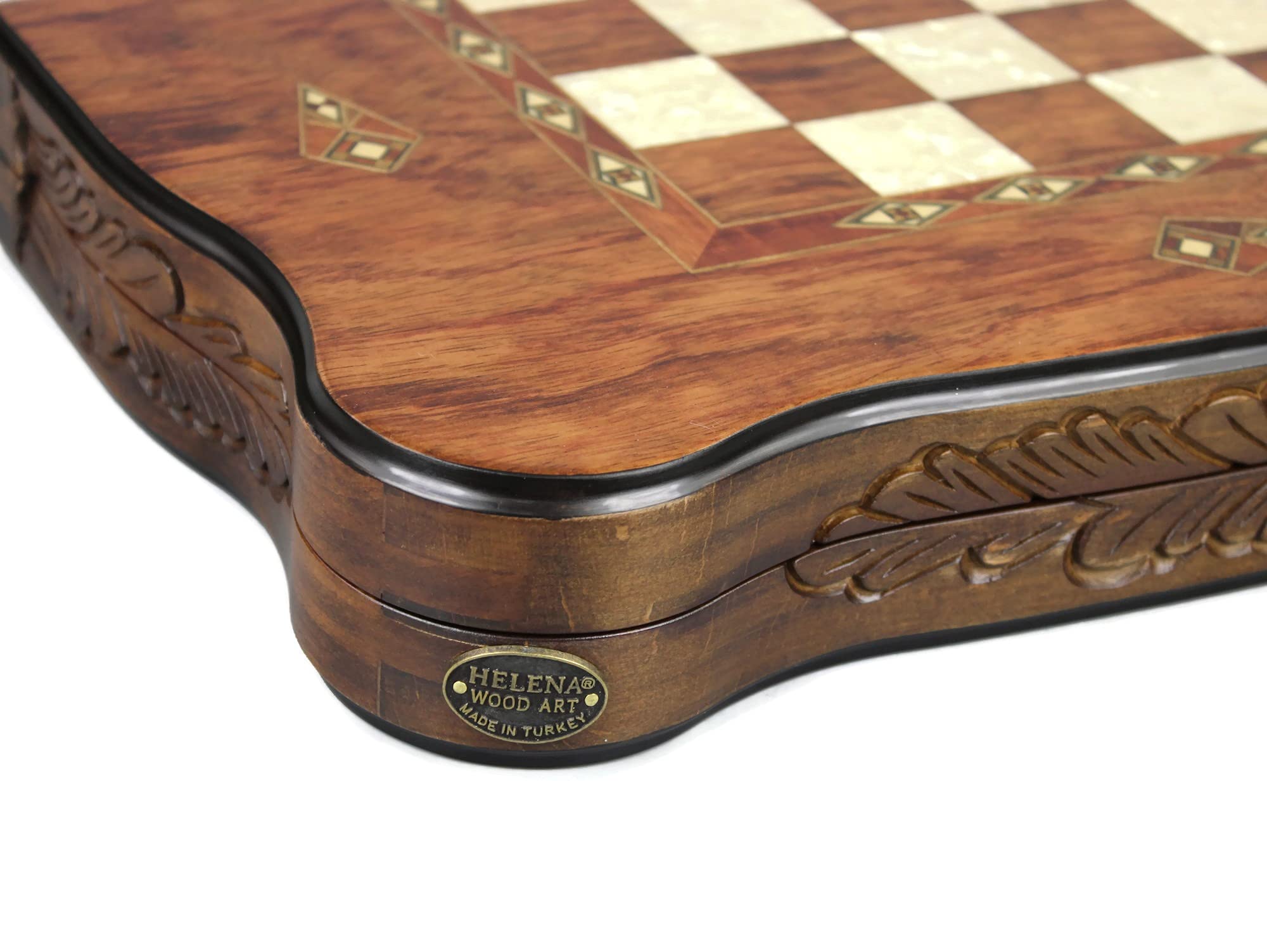 Juego de backgammon Helena de madera de tamaño campeonato de lujo de tamaño grande "palisandro tallado" - 20" con piezas de backgammon - 2181