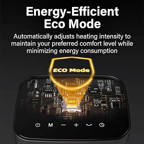 Miniatura 5 de JRD Calentador de espacio PTC de 10 pulgadas con oscilación de 80°, termostato, temporizador de 12 horas, calor rápido, modo ecológico, control