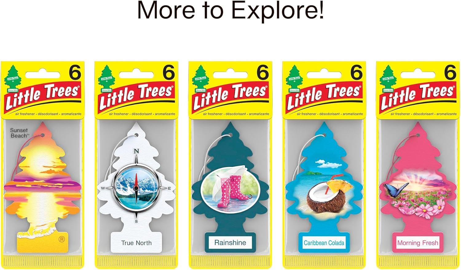 LITTLE TREES Air Fresheners Car Air Freshener. Hanging Tree Provides Long Lasting Scent for Auto or Home. Bayside Breeze, 24 Air Fresheners (Pack of 6)