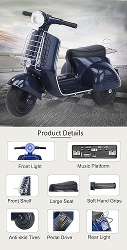 Miniatura 10 de Mestari Motocicleta de 12 V para niños con sidecar, bicicleta eléctrica de 5 ruedas con luces LED, sonido, MP3, USB, motor de 12 V, rojo de 3 años