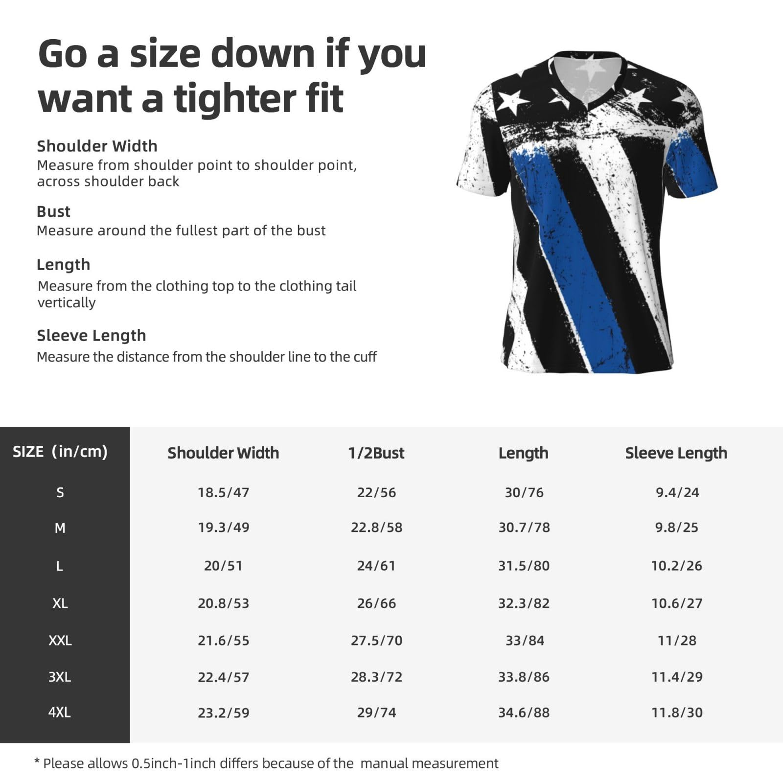 Stylish Athletic Sports Jersey Thin-Blue-Line-Flag-Patriotic Men's Rugby Jersey Large