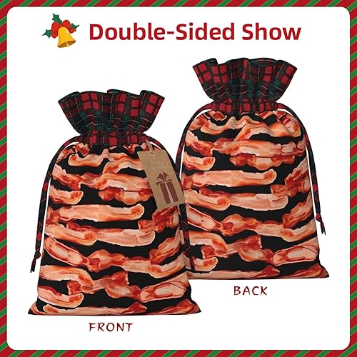 Miniatura 3 de VACSAX Bolsas de regalo de Navidad, pequeñas bolsas de arpillera con cordón estampado de tocino, bolsas de regalo para fiestas, bolsas de dulces de