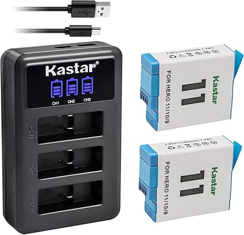 Miniatura 6 de Kastar 1 paquete de batería y cargador USB triple LCD compatible con GoPro ADDBD-211 ADBAT-001 ADDBD-001, GoPro HERO11 HERO 11 Black Action, HERO10