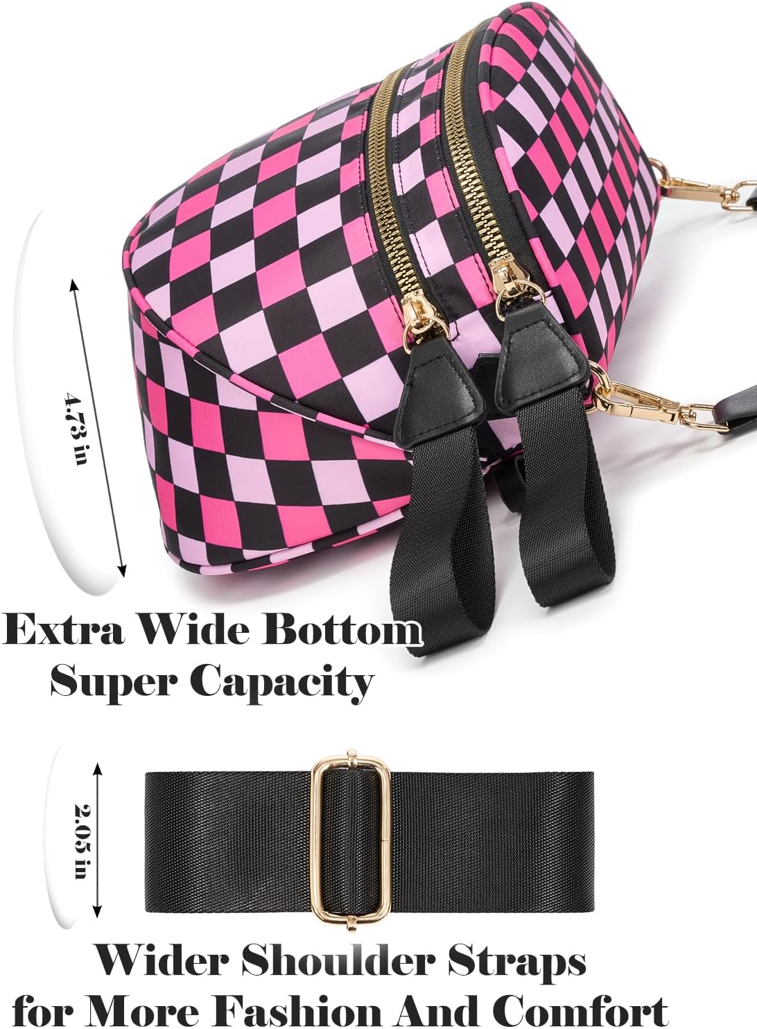 Black and White Checkered Crossbody Bag Bum Bag for Women,Spacious Checkered Purse Fanny Packs Belt Bag thumbnail