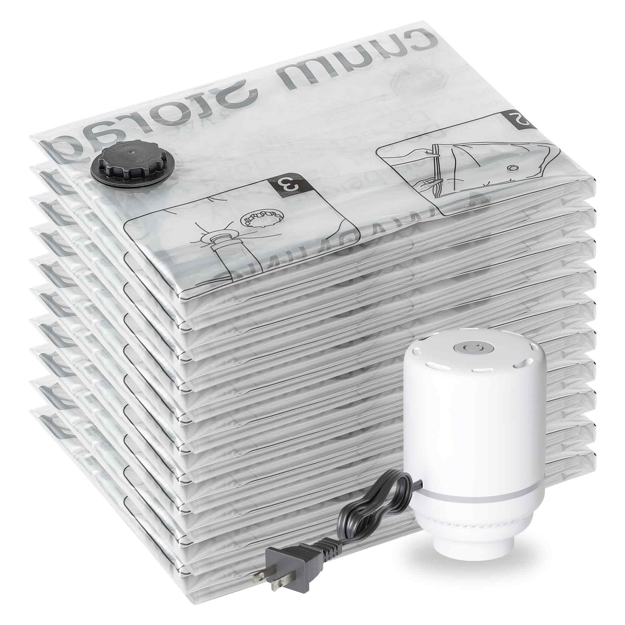 10 sacchetti sottovuoto piccoli con pompa elettrica, 10 piccoli sacchetti salvaspazio da viaggio, sacchetti ermetici a compressione per vestiti, cuscini, piumoni, coperte