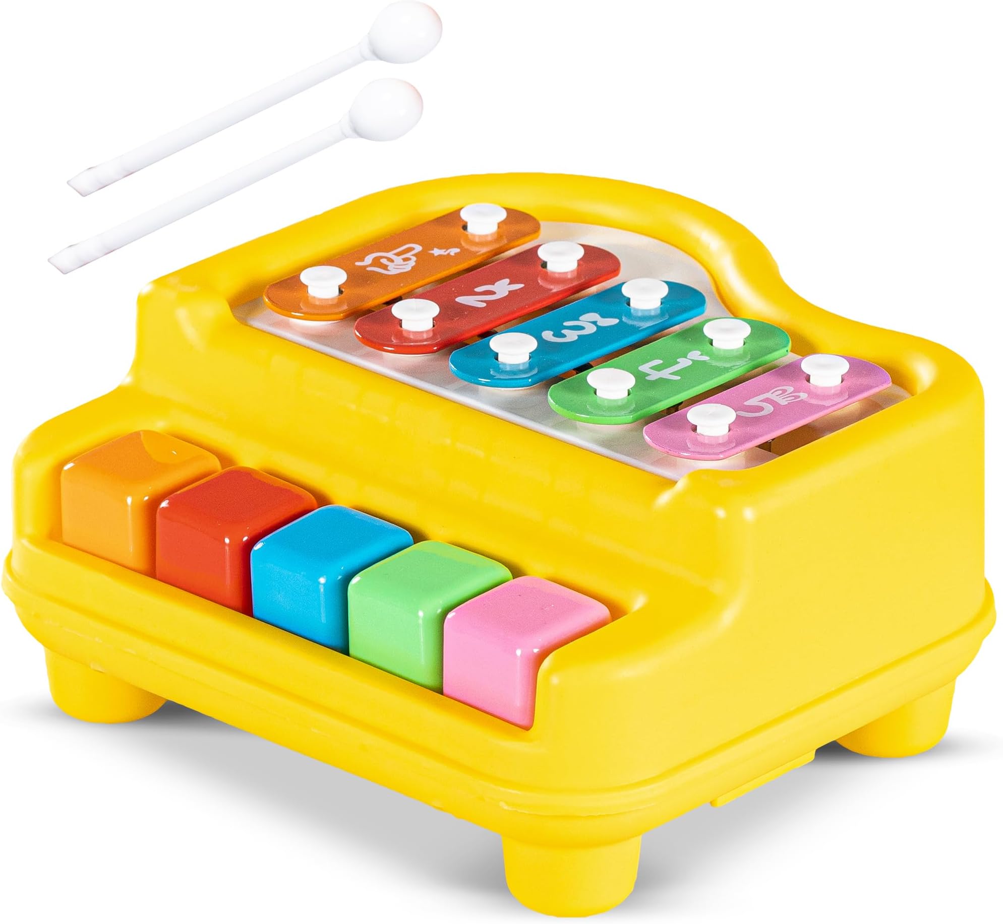 Baybee 2 in 1 Baby Piano Xylophone Musical Toys for Kids with 5 Keys, Keyboard Xylophone Piano, Preschool Educational Learning Musical Sound Instruments Toys for 1+ Years Old Kids Boys Girls Beginners