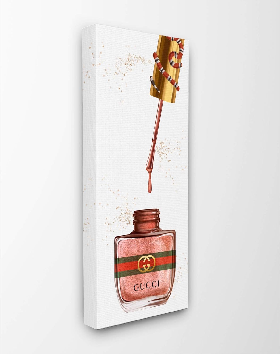Stupell Industries Makeup Nail Polish Brush Pink Red Gold Fashion Design Canvas Wall Art, Multi-Color