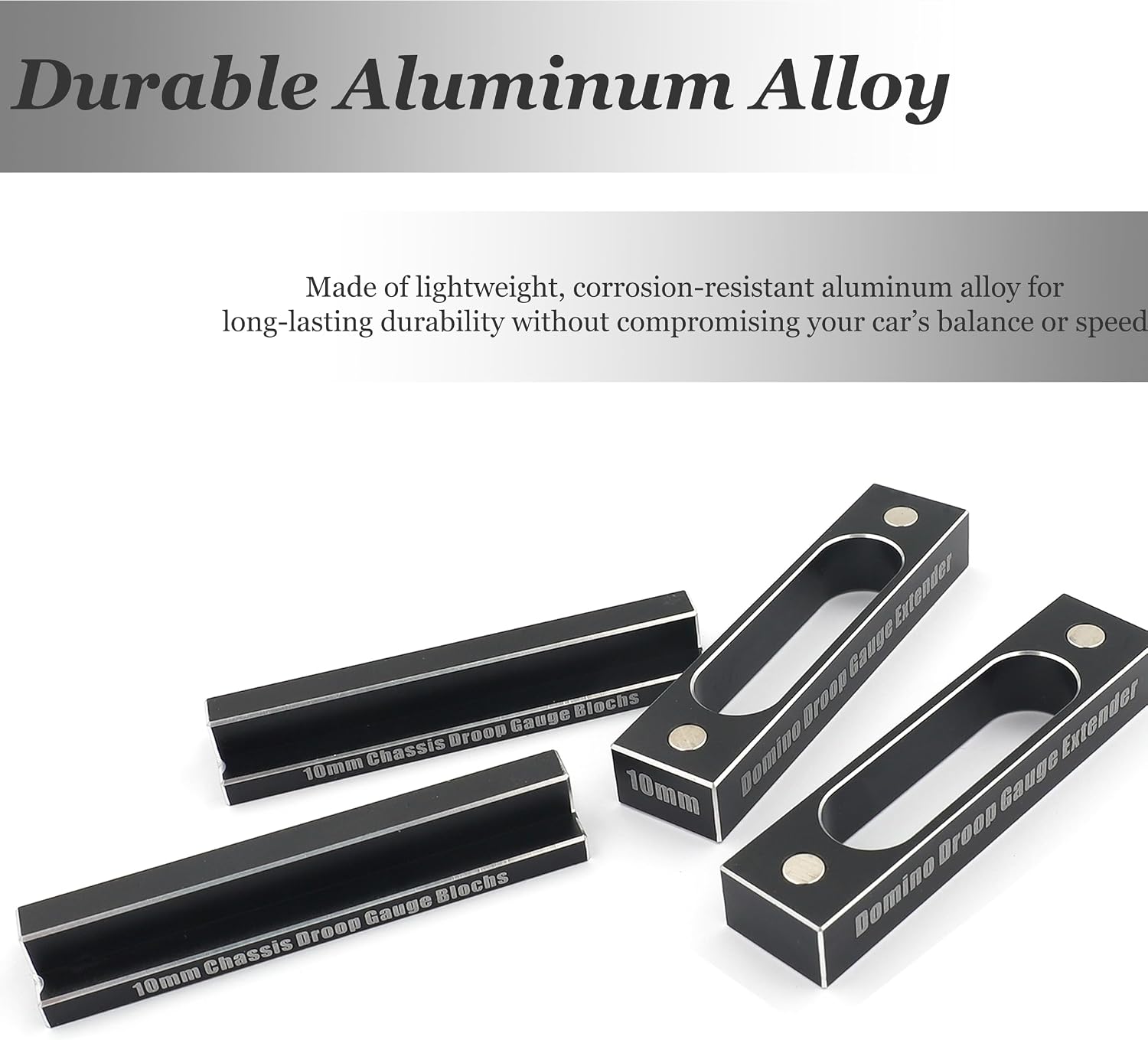10mm Aluminum Alloy Chassis Droop Blocks 4PCS RC Chassis Droop Gauge Vehicle Measuring Tool Model Car Adjuster Ruler for 1/10 RC Touring & Drift Racing Cars