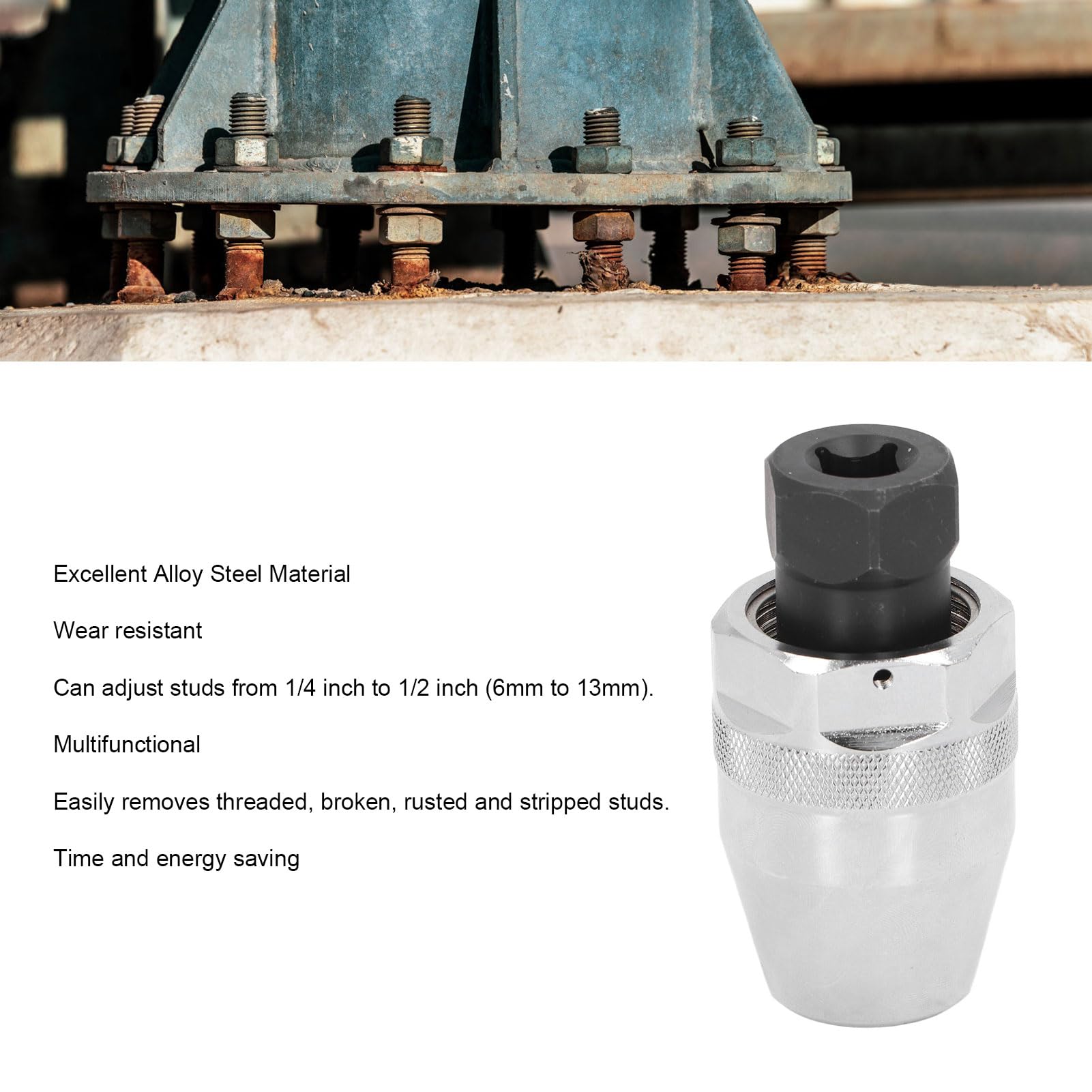 Herramienta extractora de Pernos y espárragos de 6 a 13 mm Herramienta extractora de Pernos y espárragos Rotos con Interfaz de 3/8 de Pulgada