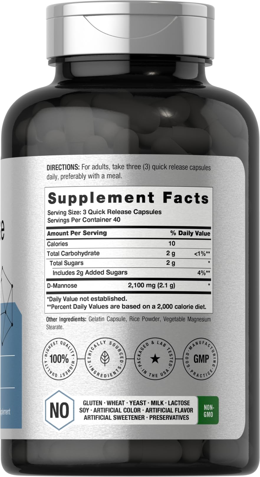 Horbäach D - Mannose Supplement 2100mg | 120 Capsules — Amazon image 2