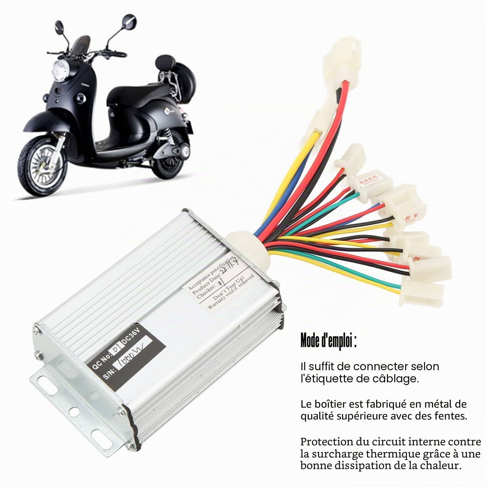 Alomejor Contrôleur de Moteur brossé pour Vélo électrique 36V 1000W Kit de Contrôle de Vitesse pour Scooter