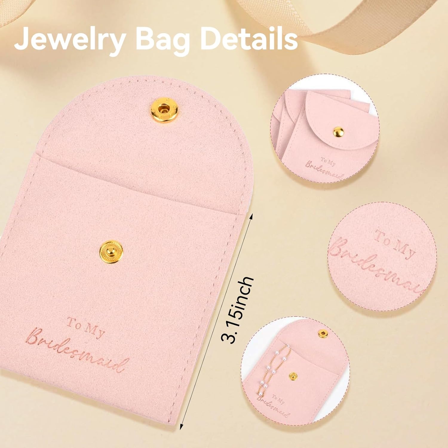 16PCS Bridesmaid Bracelet,Bridesmaid Gifts Gold Pearl Bracelet and Small Jewelry Bags Pouch Set for Proposal,Wedding Favors Bridal Party Gifts - Image 3