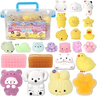 Taba Squishies Fidget Toys,24PCS Cute Ultra-Soft Stress Squeeze Toys Set | Safe Non-Toxic TPR,Slow Rising Squishy Fidget Toy,Anxiety Relief for Kids & Adults,Great for Class Prizes & Party Favors