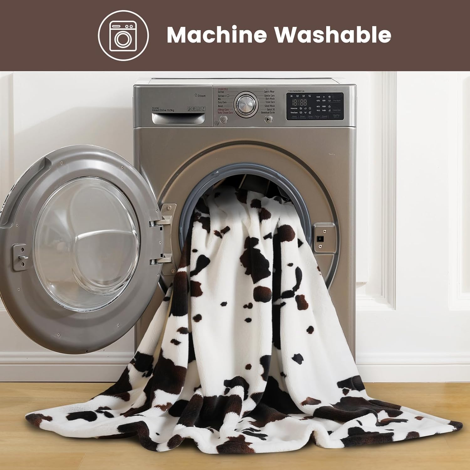 Cozy Bliss Cow Print Throw Blanket for Bed - Fuzzy Thick Soft Warm Fleece Blankets for Couch & Bed, for Women Men Girls Kids, Dark Brown Large King Size 120"*100" - Image 9