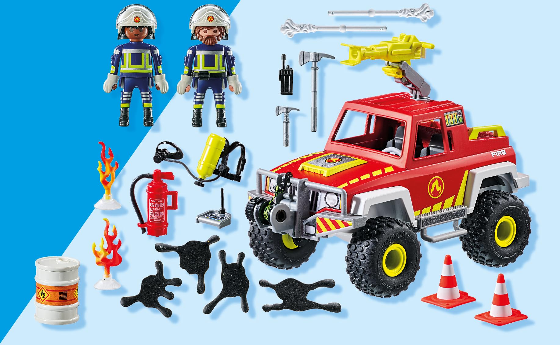 PLAYMOBIL | Action Heroes | Ciężarówka strażacka | Samochód strażacki | Auto zabawkowe | Zabawka dla dzieci od 4. roku życia | 71824
